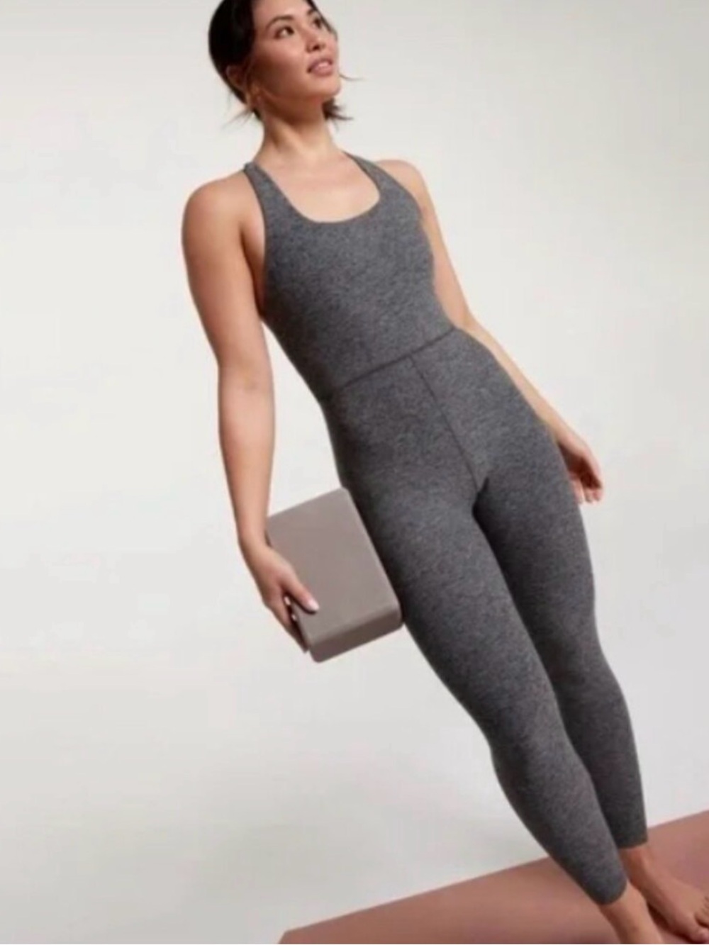 CALIA by Carrie Underwood Gray Seamless Sculpting Jumpsuit